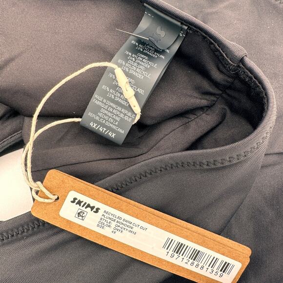 Skims Black Recycled Swim Cut Out Plunge Monokini Swimsuit Size 4X NWT - Picture 6 of 6